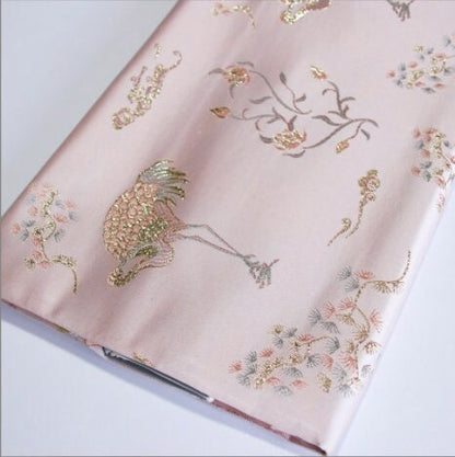 Gold Thread Damask Jacquard Fabric: Metallic Brocade, 57"W