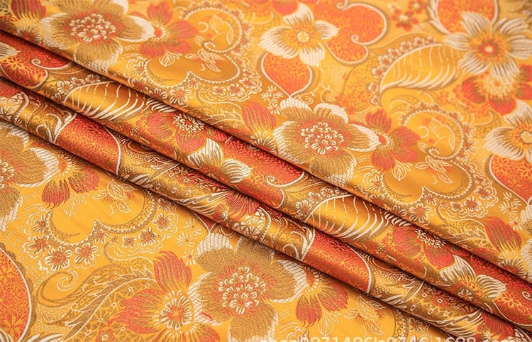 Moonflower Silk Brocade Fabric: Chinese Upholstery & Sewing - By The Meter