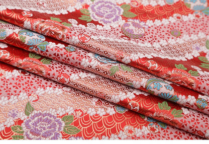 Tissu brocart de soie à motif de fleurs de cerisier : tissu de kimono japonais Kinran (largeur 29,5")