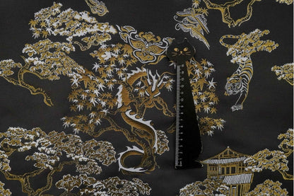 Gold Thread Jacquard Fabric: 3D Embossed Woven Material, 63"W