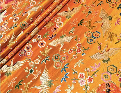 Crane Bird Jacquard Fabric: Chinese New Year Upholstery Fabric - Poppylollipop