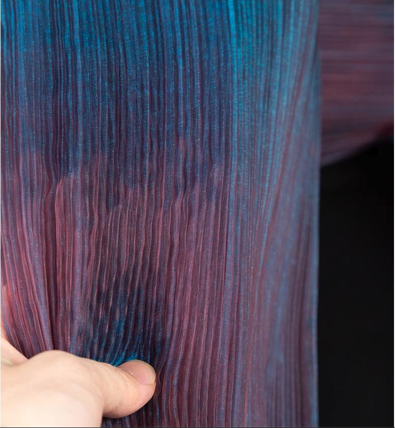 Pleated Gradient Organza Fabric, Two Tone Mesh, 55"W