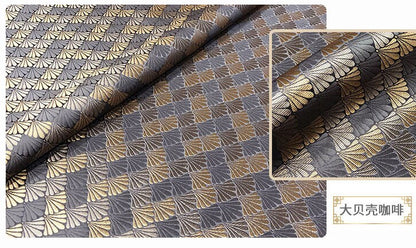 Tissu brocart jacquard coquillage : damas de soie et rayonne de 75 cm de large