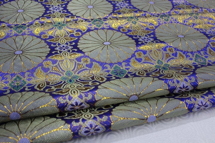 Lotus Tibetan Brocade Fabric: Silk Rayon Upholstery, 29"W
