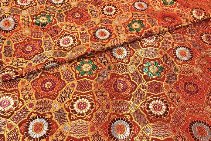 Auspicious Baoxiang Flower Brocade Fabric: Tibetan Robes, Shrines (29.5"W)