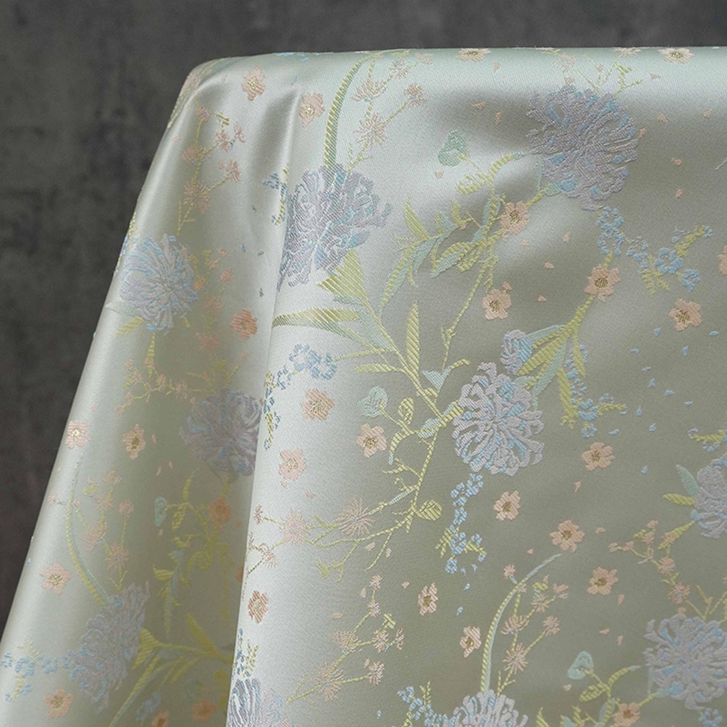 Silk Brocade Fabric: Mongolian Tibetan Style, 66"W - Costume, Decor