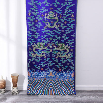 Double Dragon Silk Brocade Fabric: Chinese Cheongsam Wedding Pattern