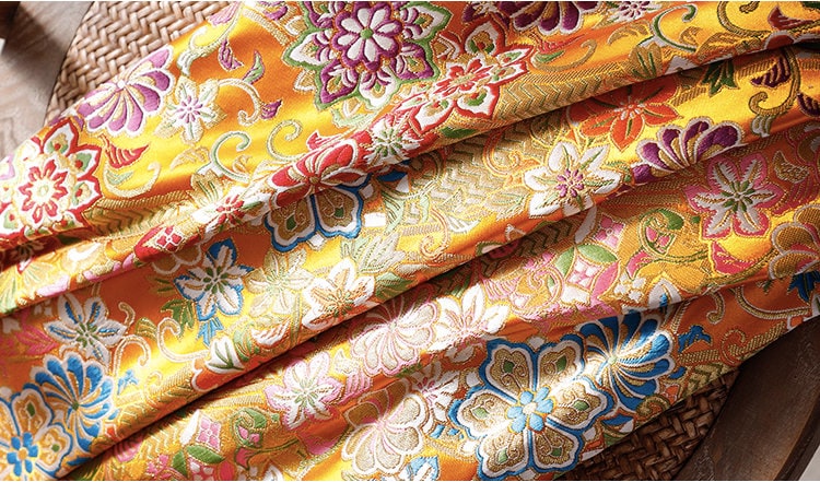 Nishijin Japanese Floral Brocade Fabric: High-End Jacquard Silk (29.5" Width)