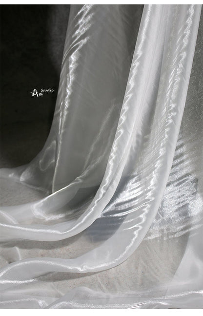 Liquid High-Gloss Organza Fabric: Reflective Fairy Mesh, 59"W