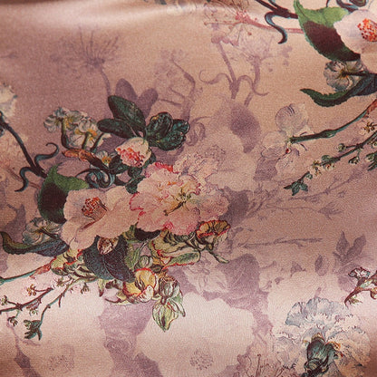 Peony Floral Silk Damask Fabric - 59"W Digital Print
