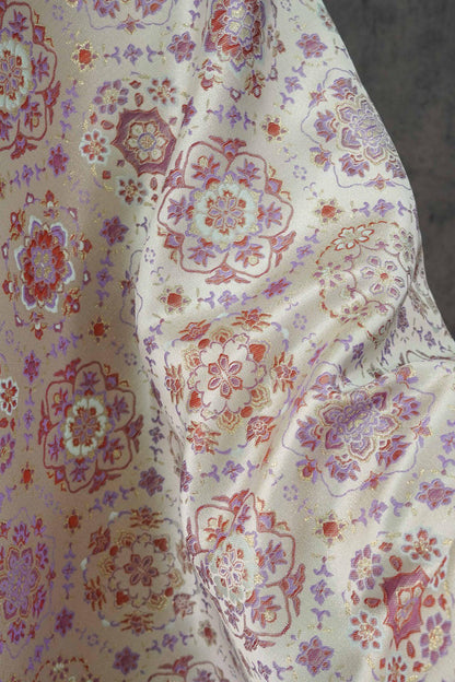 Tissu brocart floral bleu ciel : Jacquard à fil d'or, couture Cheongsam Hanfu