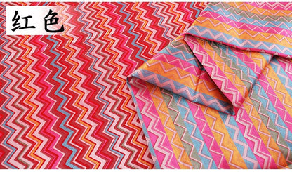 Rainbow Chevron Brocade Fabric: Silk Rayon Blend, 45" Wide