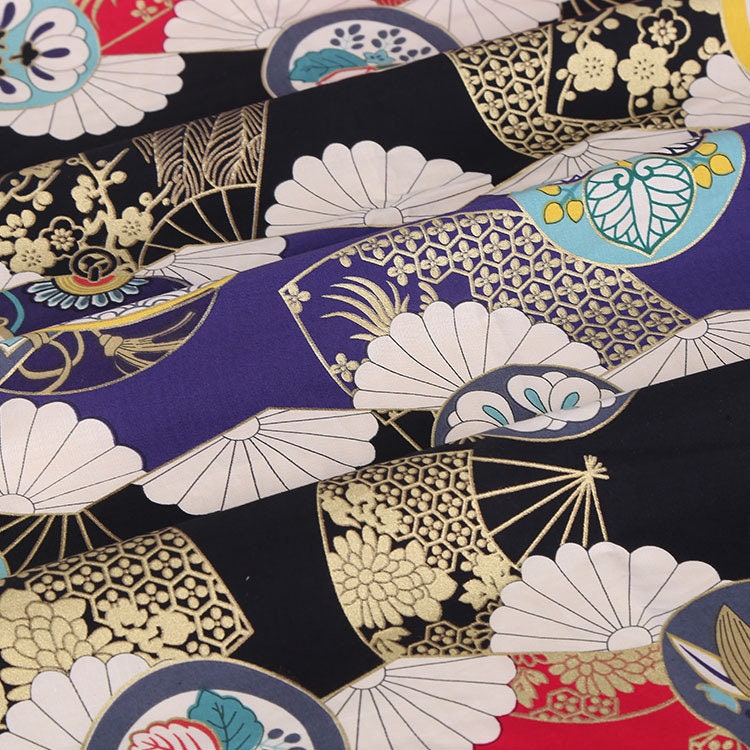 Japanese Fan Print Fabric: 100% Cotton Sewing Material