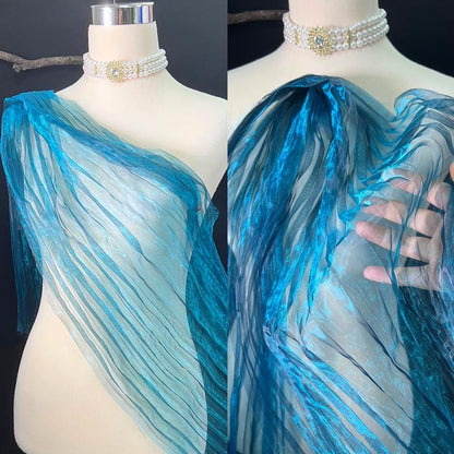 Mermaid Reflective Organza Fabric: 57"W Stiff Texture Gown Fabric