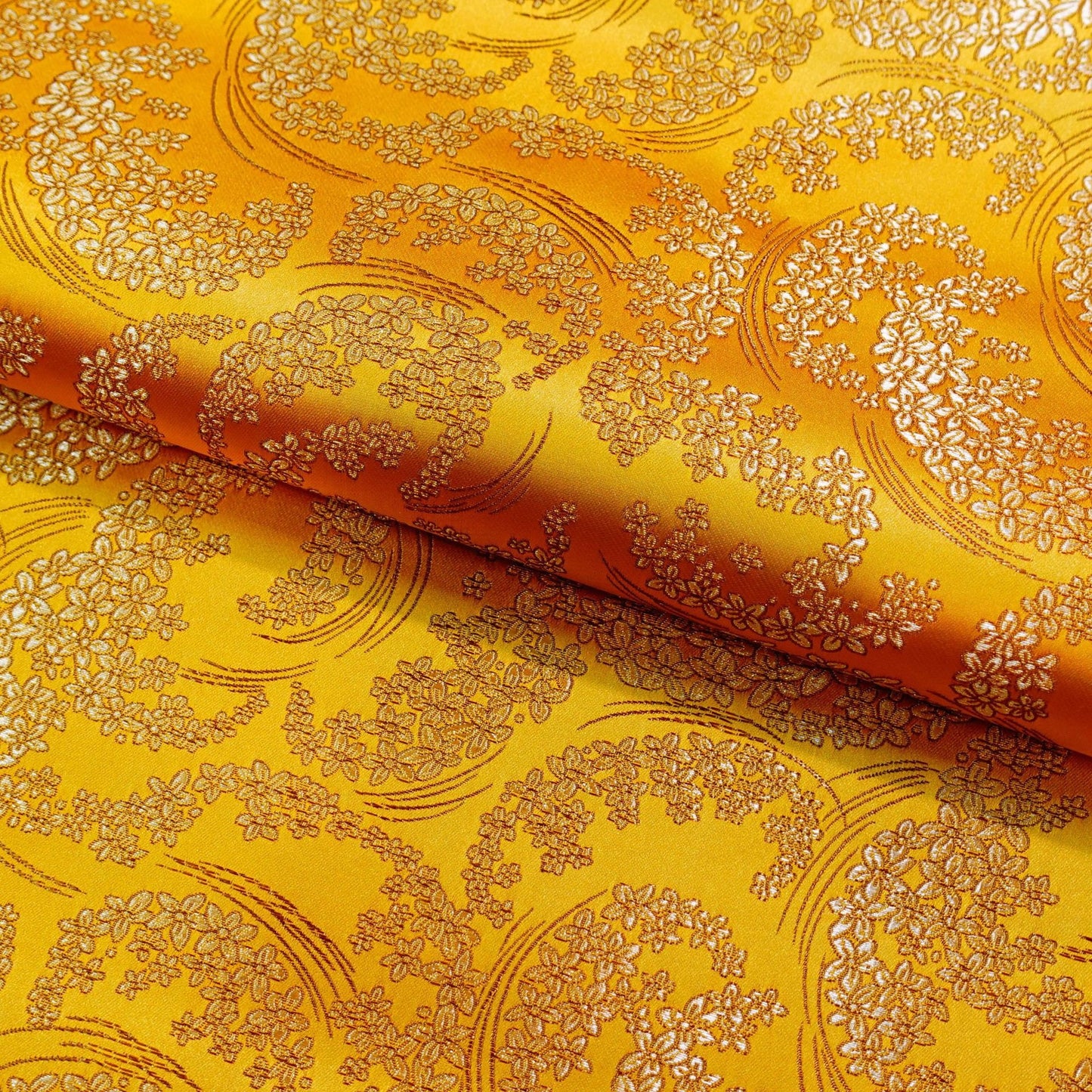 Silk Brocade Fabric: Moon Flower Design, 45" Wide - By The Meter