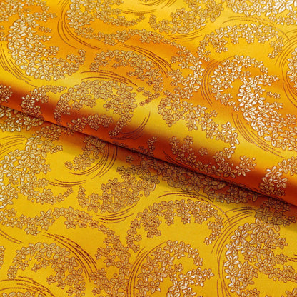 Silk Brocade Fabric: Moon Flower Design, 45" Wide - By The Meter