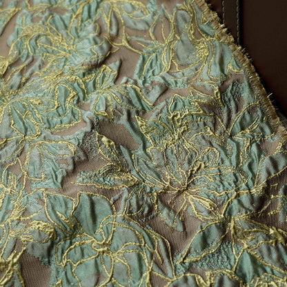 Embossed Floral Jacquard Fabric ��� Gold Thre" Wide