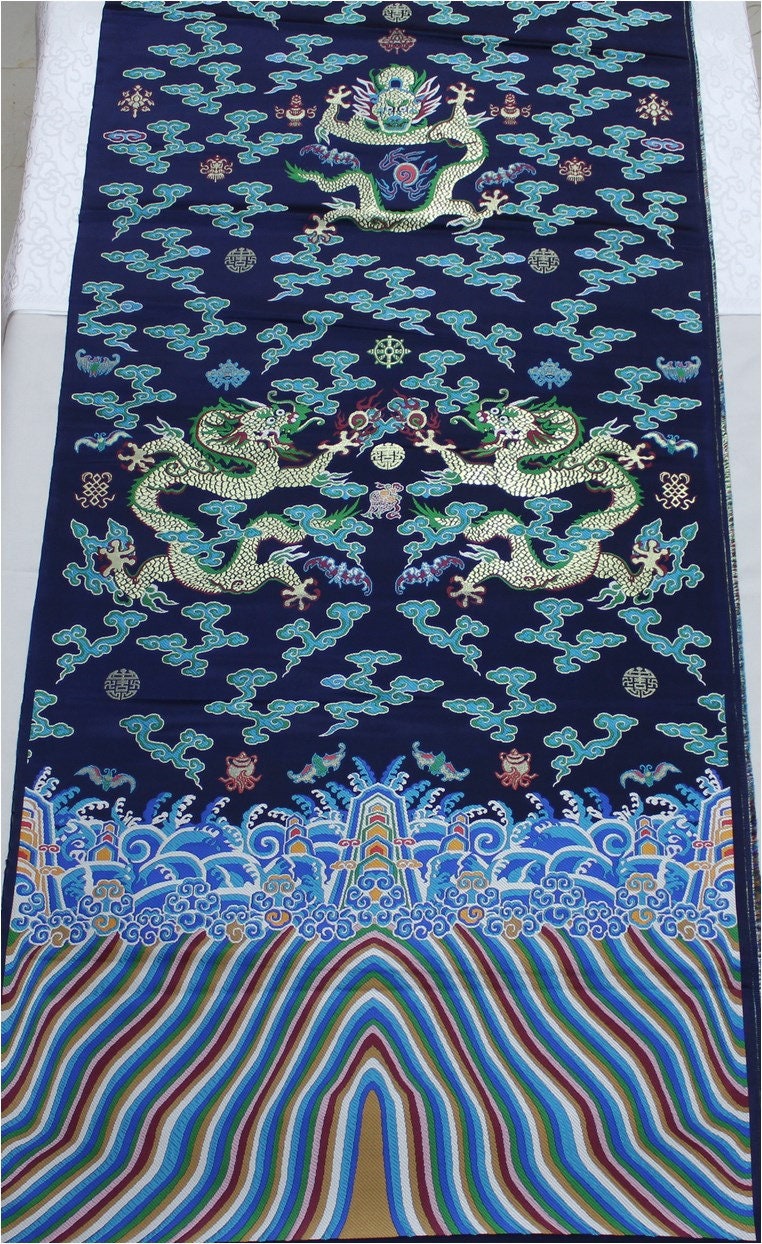 Double Dragon Silk Brocade Fabric: Chinese Cheongsam Wedding Pattern