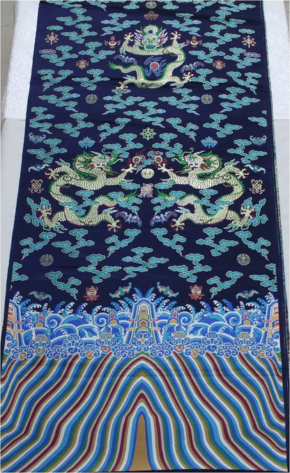 Double Dragon Silk Brocade Fabric: Chinese Cheongsam Wedding Pattern