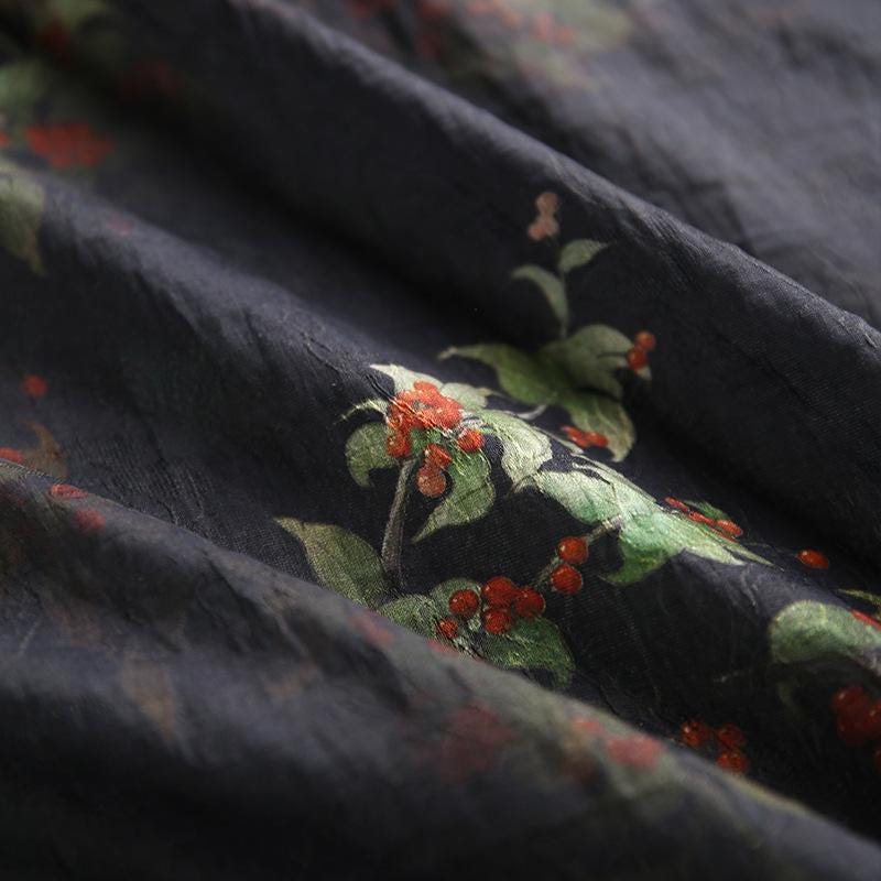 Floral Tencel Ramie Fabric: Sewing Material by Meter (59 inch)