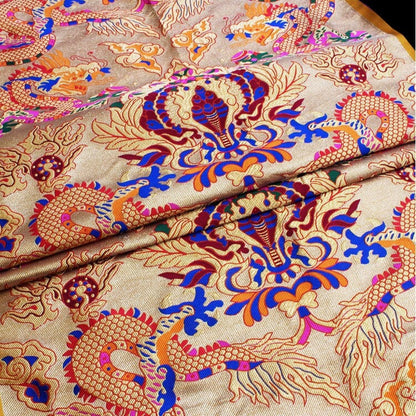 Exotic Dragon Brocade Fabric: Tibetan Thangka Pattern, Costume Sewing Fabric