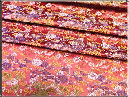 Tissu brocart de soie japonais Nishijin : Jacquard floral (au mètre)