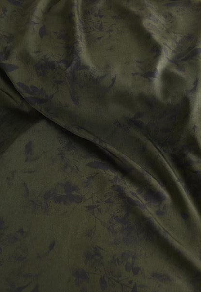 Tissu satin de coton vert fumé : largeur 140 cm, pour rideaux et costumes