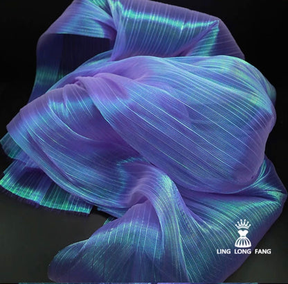 Crinkled Pleated Organza Fabric: 57" Wide Stiff Texture