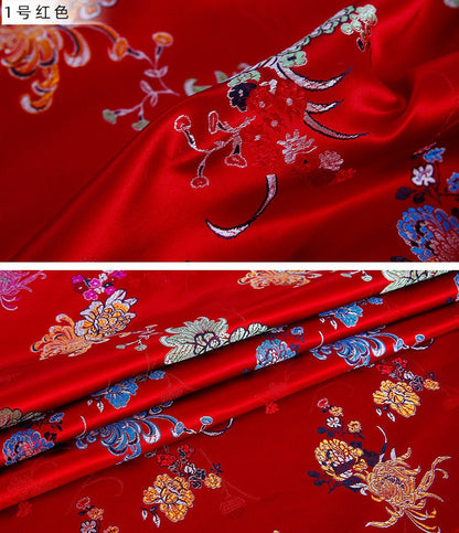 Tissu brocart de soie chrysanthème : revêtement de coussin Cheongsam (29,5 po L)