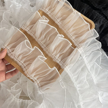 Pleated Organza Lace Trim: Ruffled Fabric, 2.7" Width