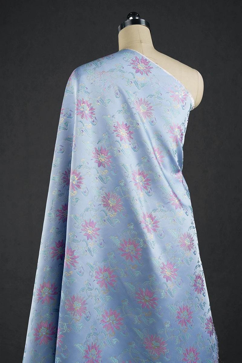 Dunhuang Lotus Brocade Fabric: 59"W Floral Sewing Material