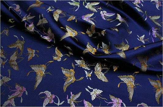 Butterfly Floral Silk Brocade Fabric: 29.5"W Rayon Blend, Costume & Decor