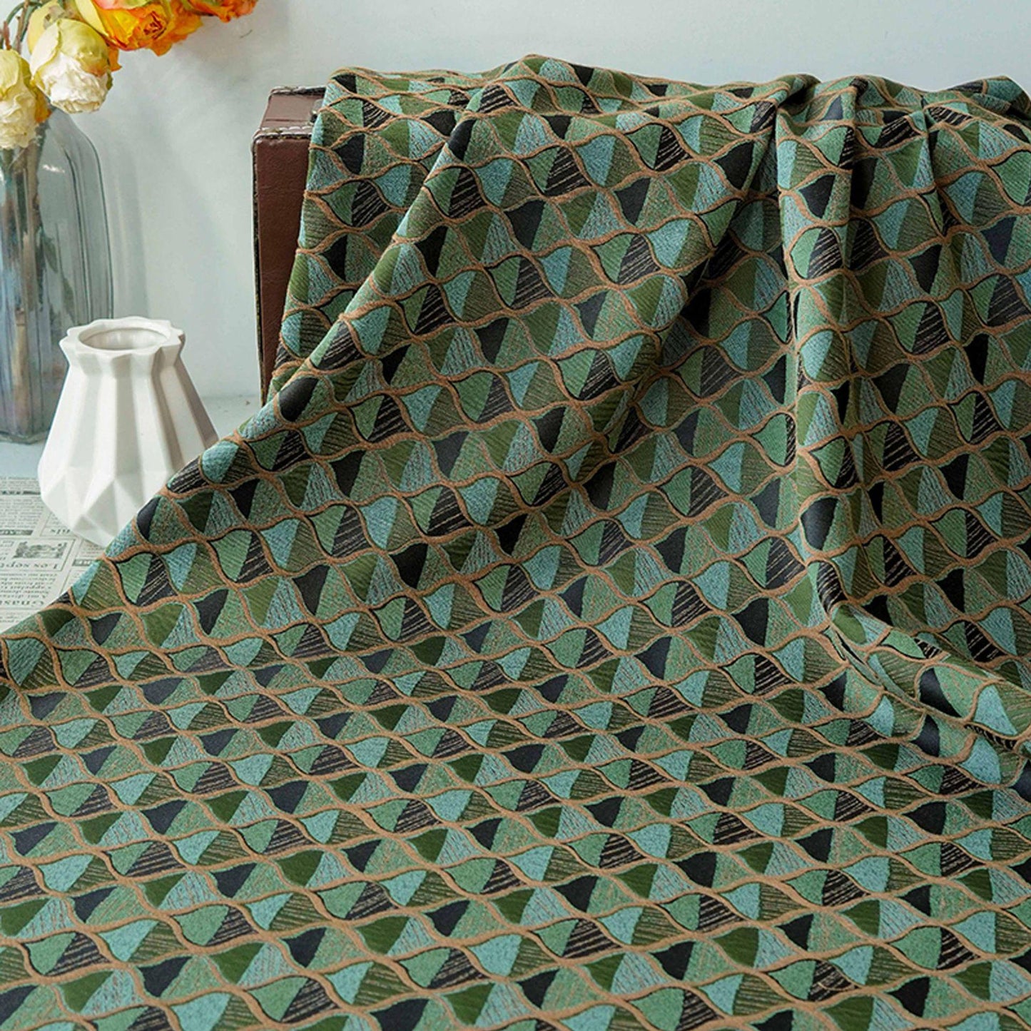 Fashion Geometric Fish Scale Jacquard Decorative Fabric ��� Quilting & Crafting Materi" Wide
