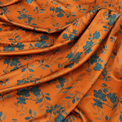 Tissu en soie imprimé numérique « Plum Blossom Tea », 150 cm de large.