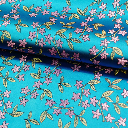 Floral Silk Brocade Fabric: Golden Bud Wedding Material, 45" Wide