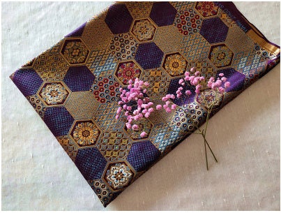 Handmade Embroidered Brocade Fabric: Tibetan Robes, Shrines (29.5"W)
