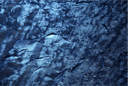 Tissu crêpe ondulé bleu foncé, tissu plissé 3D de créateur, largeur 39 pouces
