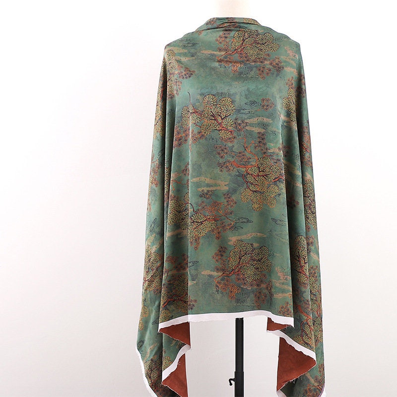 Ancient Chinese Baizi Print Fabric: Polyester Spandex Blend, 59" Wide