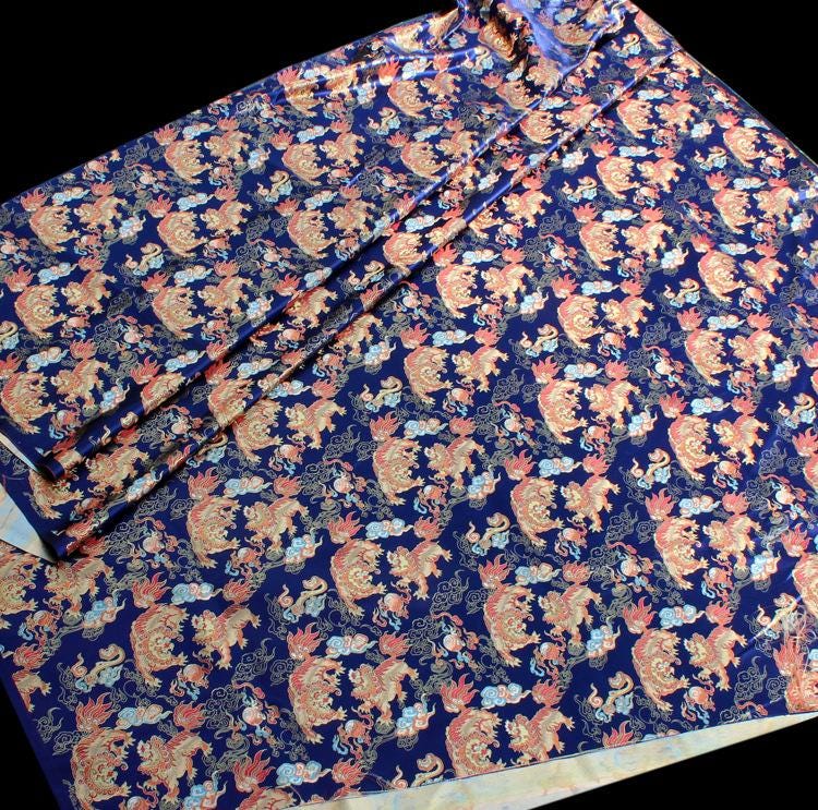 Lion Jacquard Brocade Fabric: Gold Threaded Apparel & Home Decor, 58"W