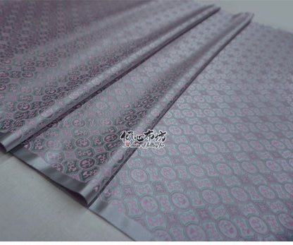 Tianhua Jacquard Brocade Fabric: Silver Damask Silk Rayon (29"W)