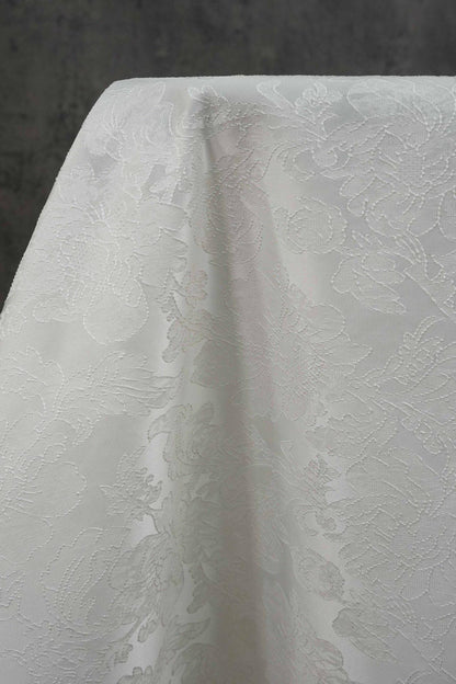 Pure white floral jacquard with subtle embossed patterns, Sewing, Upholstery, 61"Wide