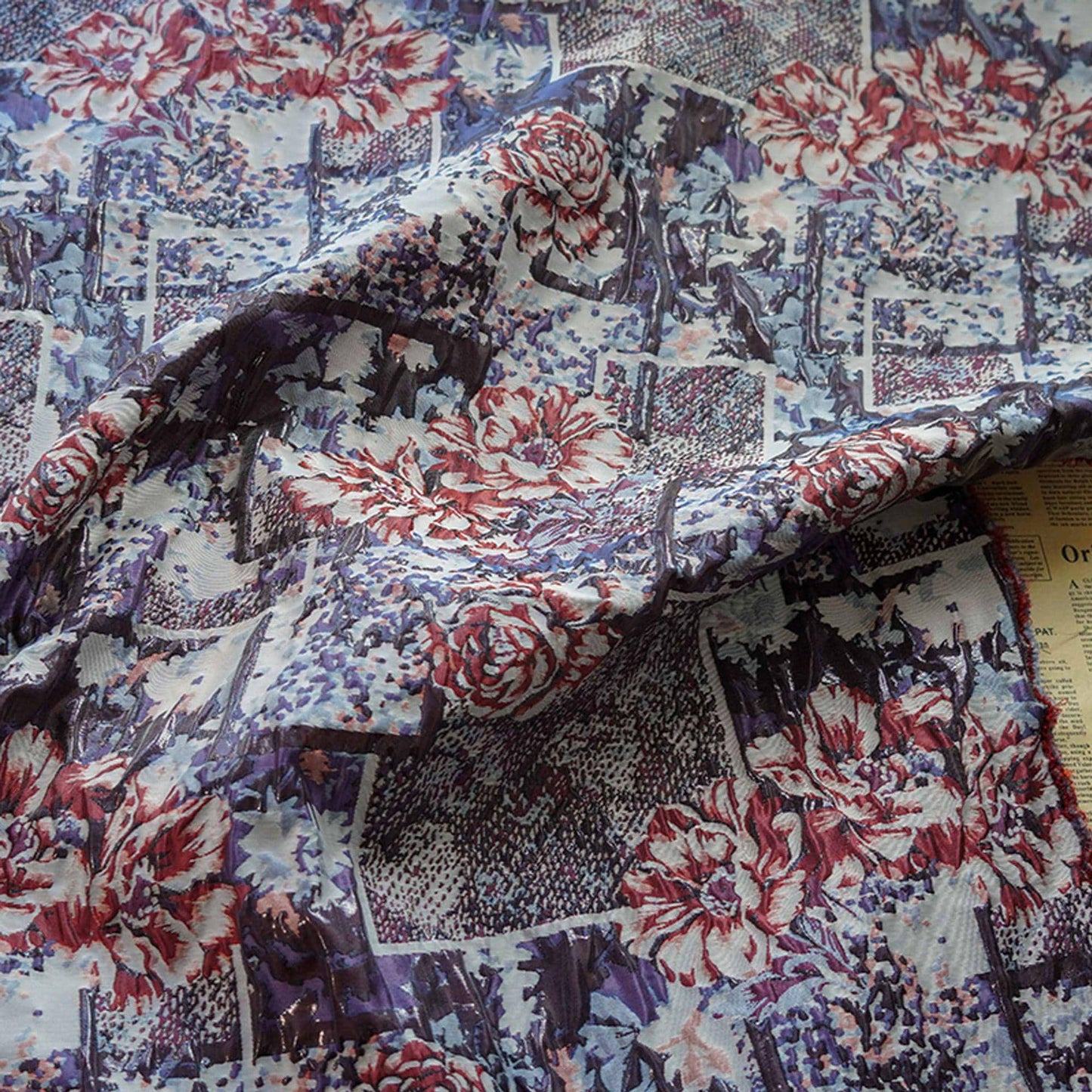 Floral Gold Thread Jacquard Fabric: 55"W Designer Upholstery