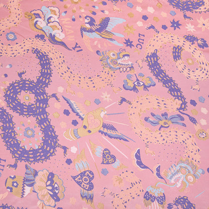 Silk Brocade Fabric: 55"W Dancing Dragon Upholstery, Costume, & Decor
