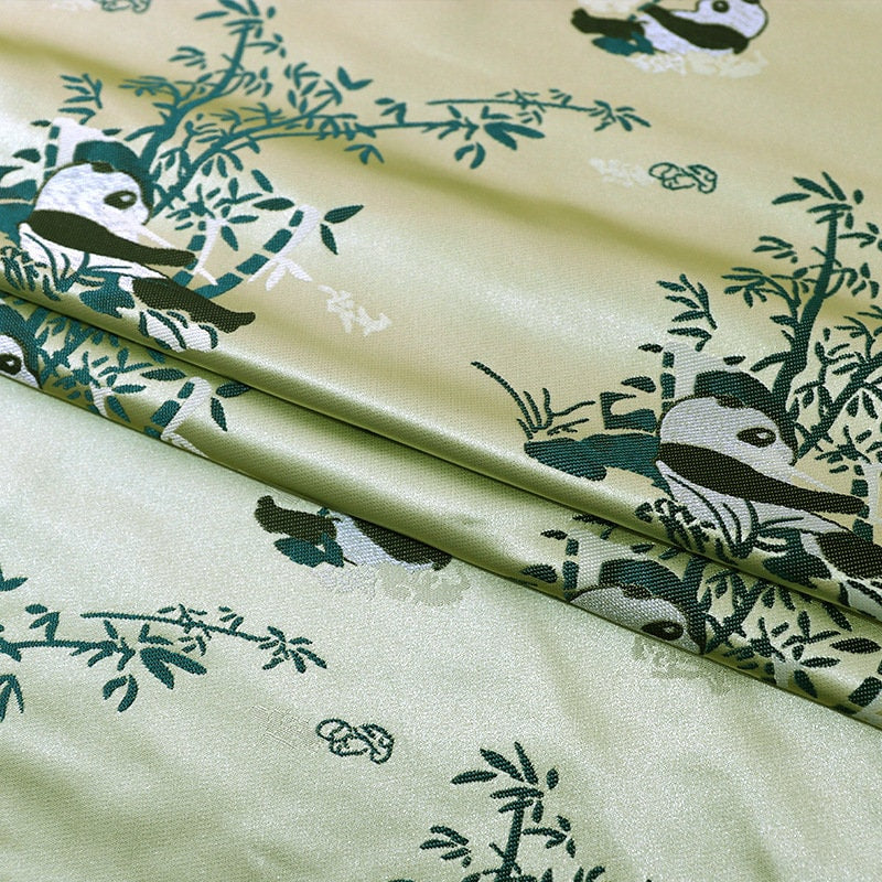 Panda Bamboo Jacquard Fabric: Rayon Polyester Blend, 59" Wide