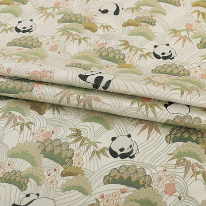 Panda Brocade Satin Fabric: 55" Wide Chinese Style Sewing
