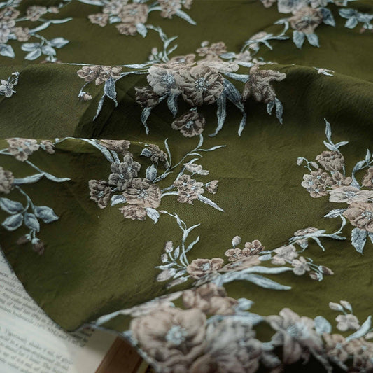 Vintage Embossed Floral Fabric | Multicolor Jacquard, 59" Wide