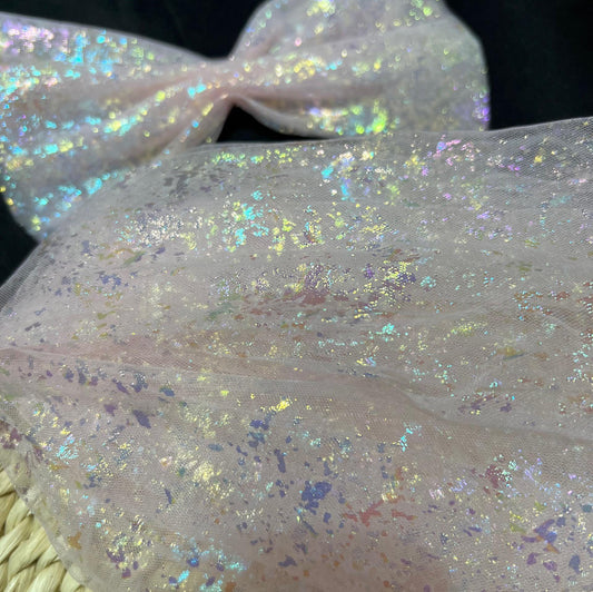 Tissu en maille holographique rigide effet sirène ��� Tulle orné de feuilles métallisées pour robes DIY et décorations de fête, vendu au ya"Large