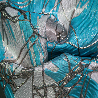 Gold Vein Jacquard Fabric: 3D Gilt Design, 55" Wide