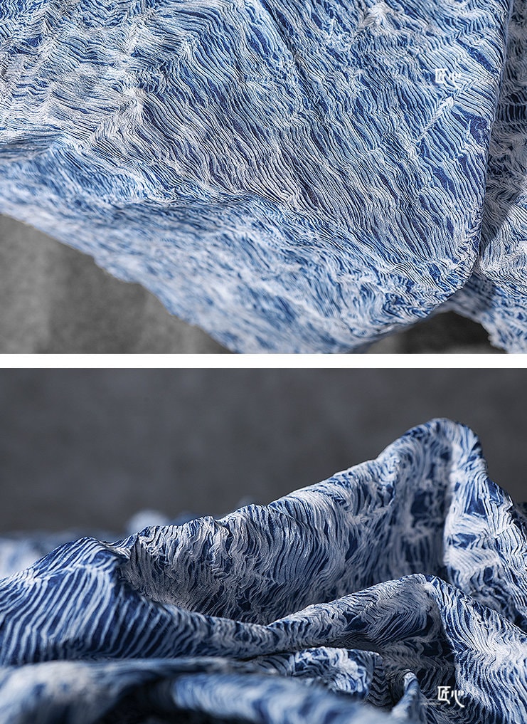 Tissu en maille de nylon plissée à texture 3D, drapé créatif, 140 cm de large