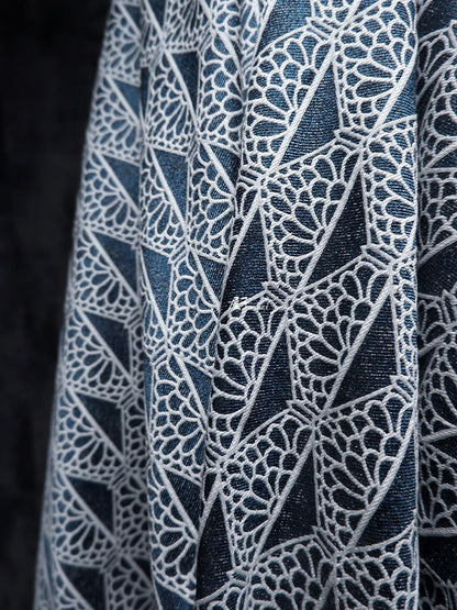 Jacquard Denim Fabric: Linear Crown Pattern, Upholstery & Sewing (57")